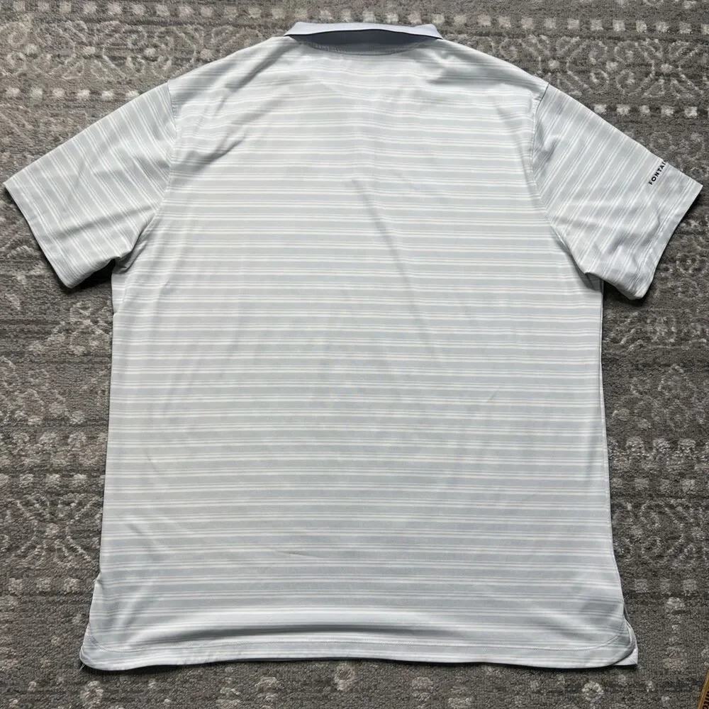 Nike Dri-FIT Men’s Golf Polo Shirt XL Gray Stripe Athletic Casual Fountainebleau